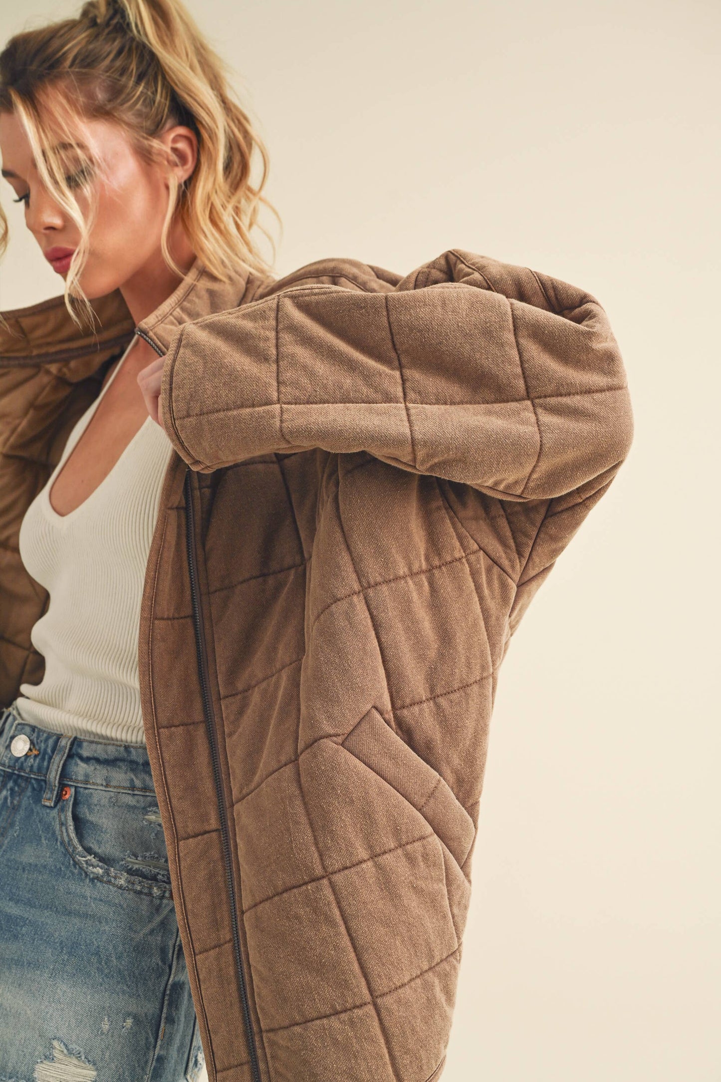 BROWN QUILTED JACKET