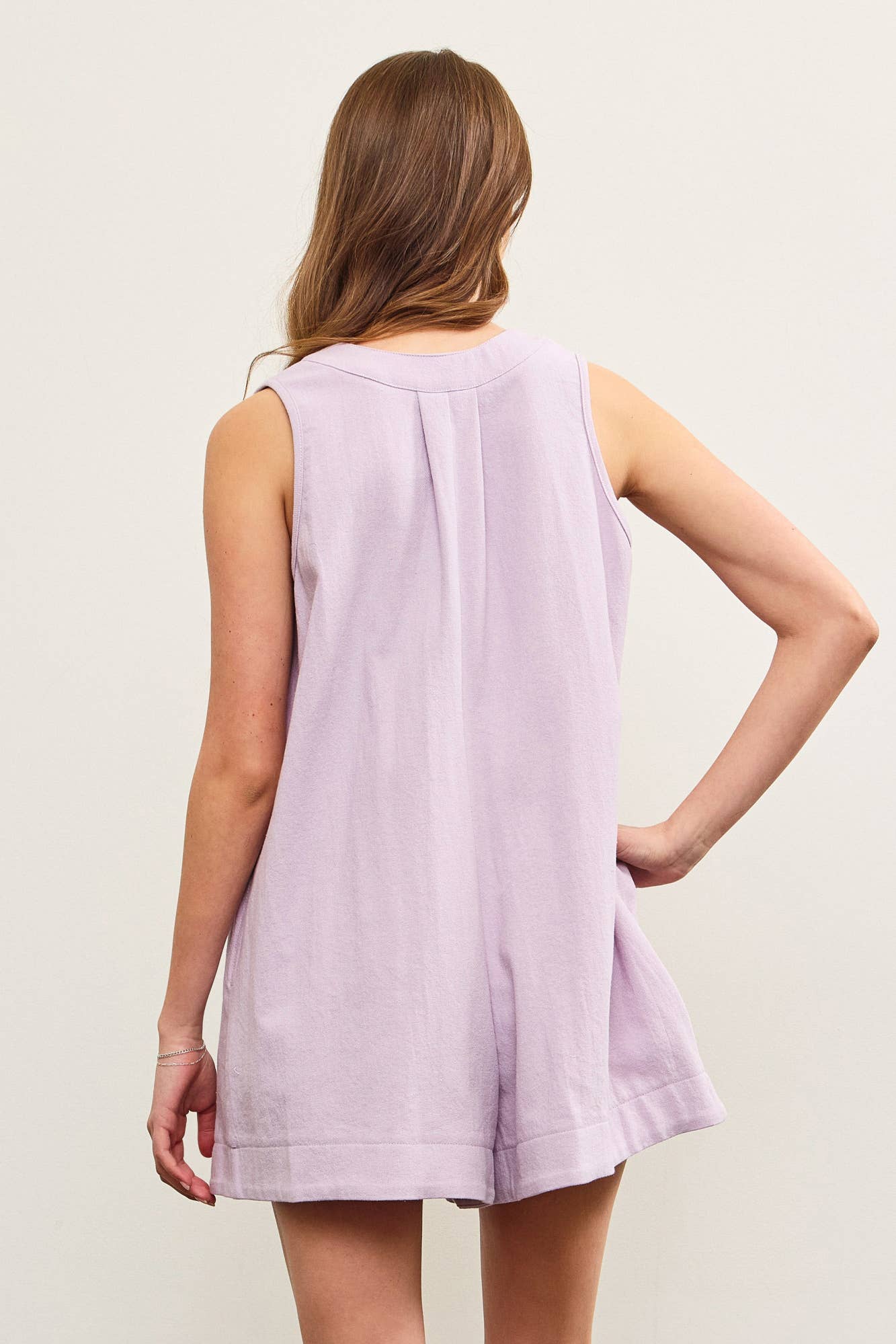 PURPLE PLEATED ROMPER