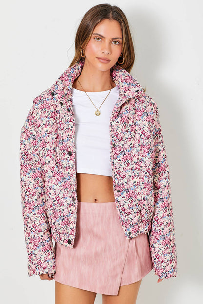 FLORAL PRINT PUFFER JACKET