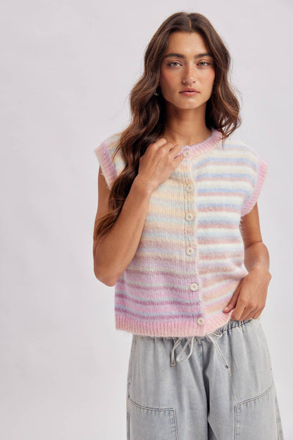 RAINBOW STRIPE SWEATER VEST