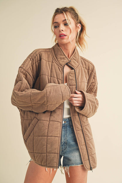 BROWN QUILTED JACKET