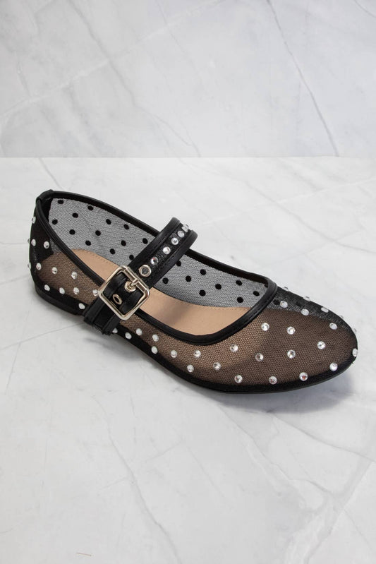 RHINESTONE EMBELLISHED MESH FLATS