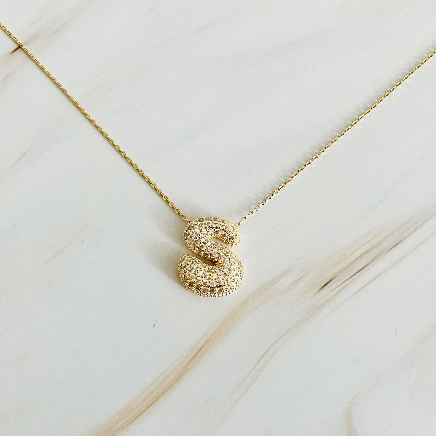 CRYSTAL BUBBLE INITIAL NECKLACE