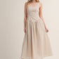 CORSET DROP WAIST STRIPE DRESS