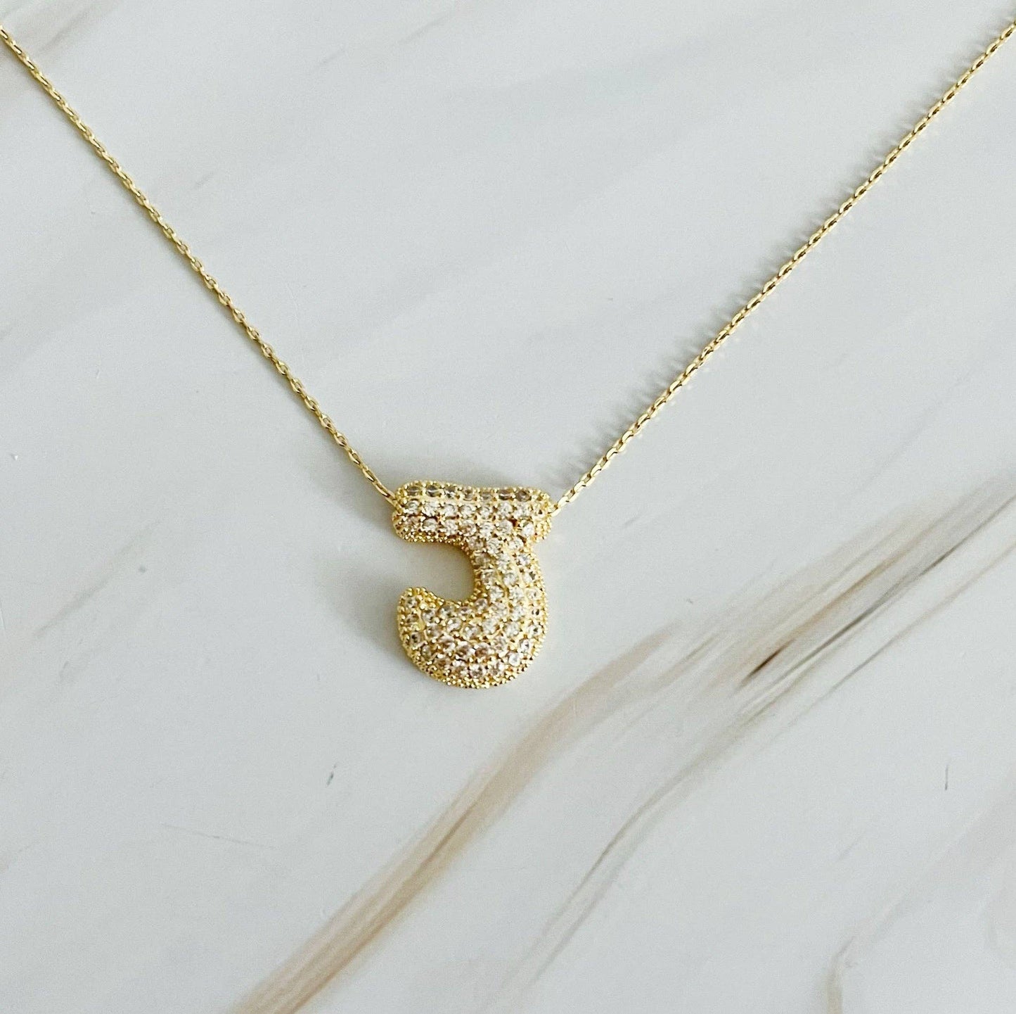 CRYSTAL BUBBLE INITIAL NECKLACE