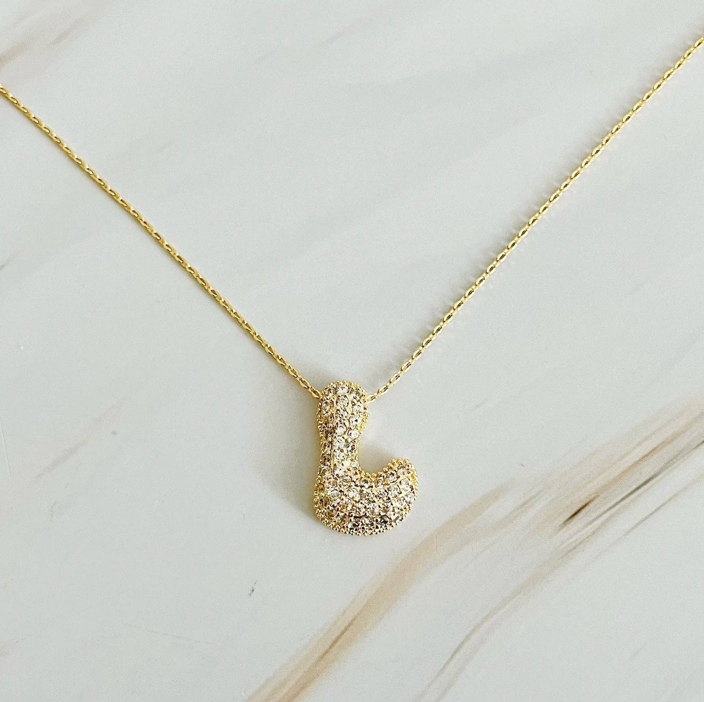 CRYSTAL BUBBLE INITIAL NECKLACE