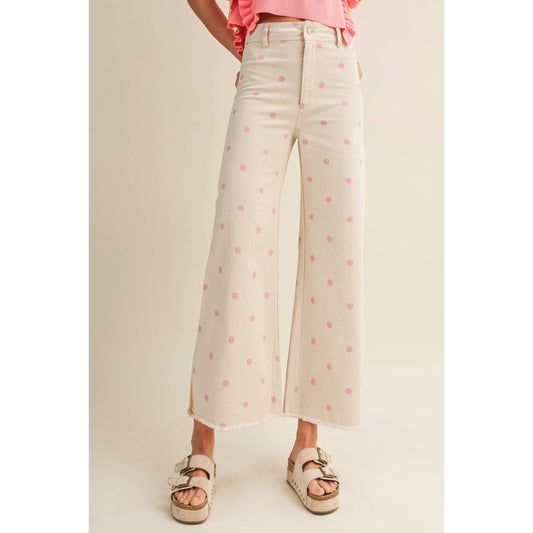 Falling Petals Polka Trouser Relaxed Fit Pants