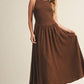 BROWN SMOCKED SLEEVELESS DRESS