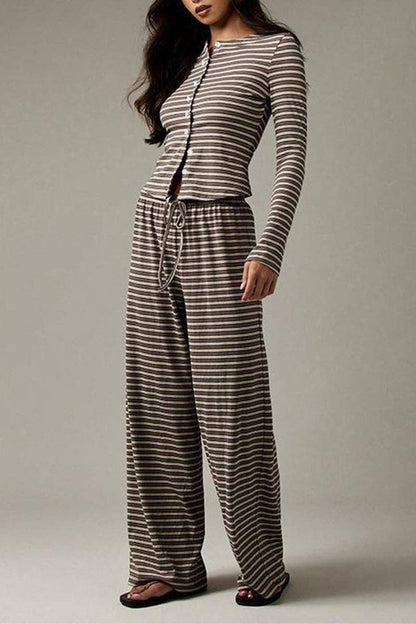 MOCHA STRIPE LOUNGE SET