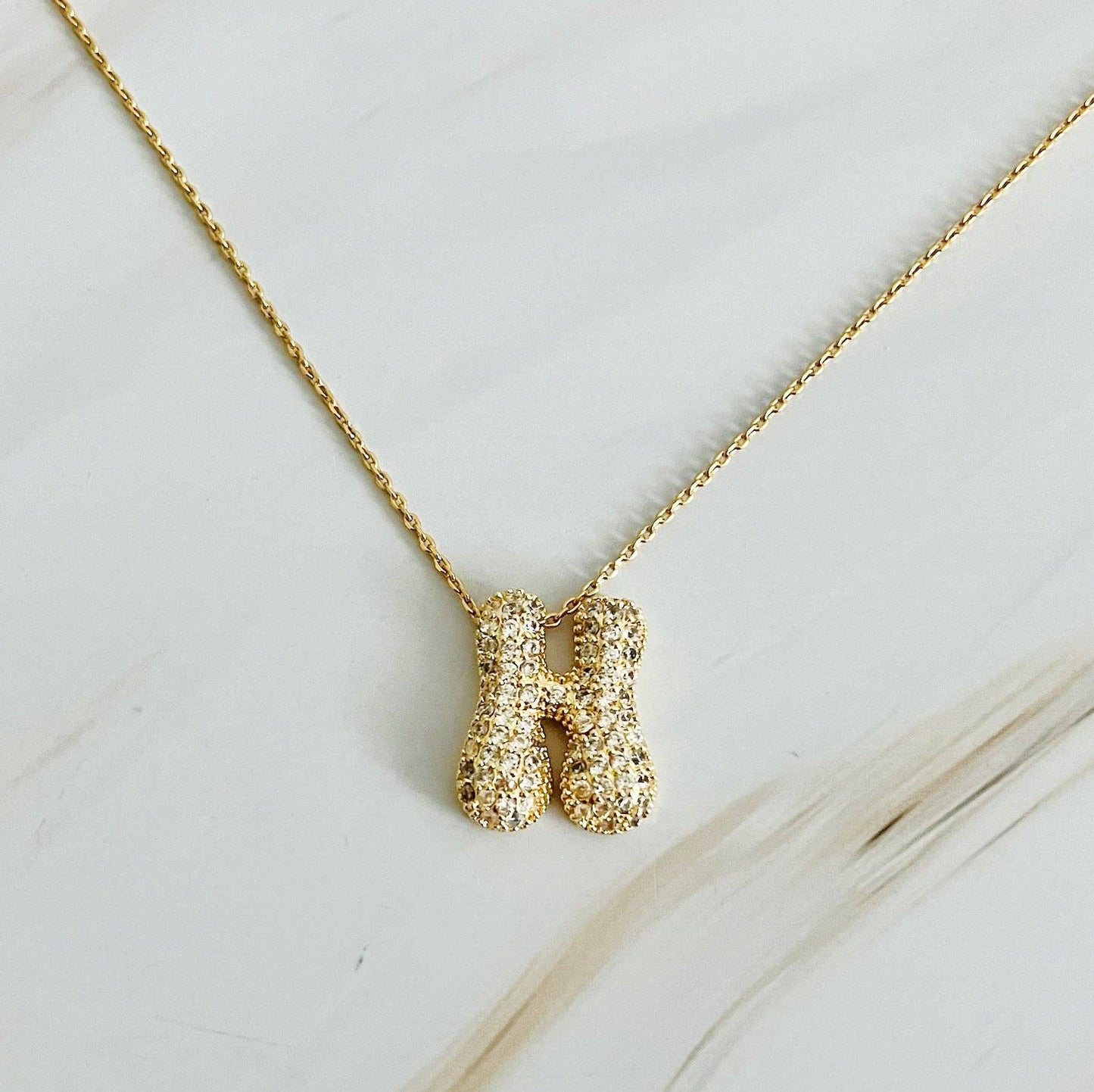 CRYSTAL BUBBLE INITIAL NECKLACE