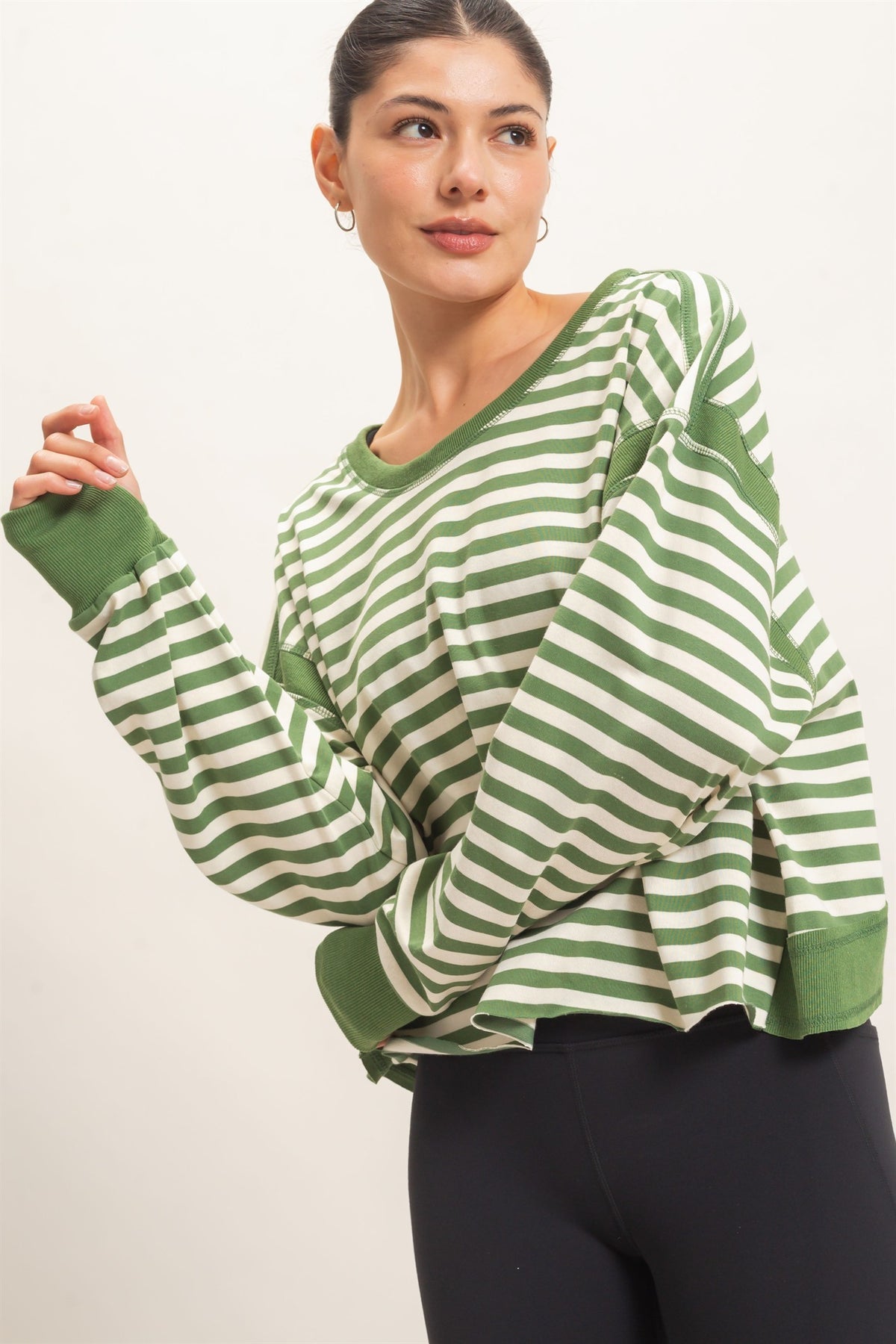 GREEN STRIPE EVERDAY TOP