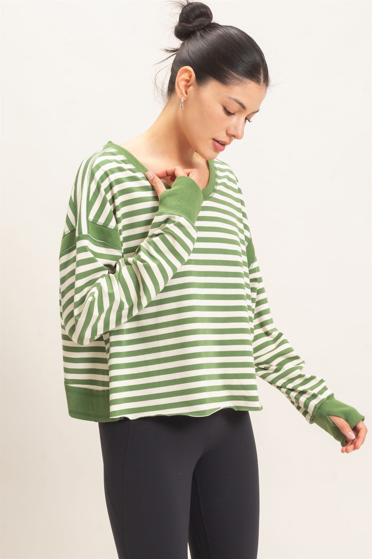 GREEN STRIPE EVERDAY TOP