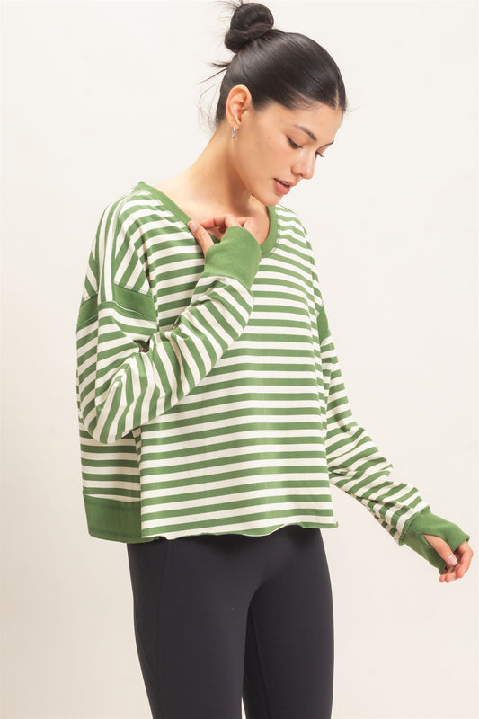 GREEN STRIPE EVERDAY TOP
