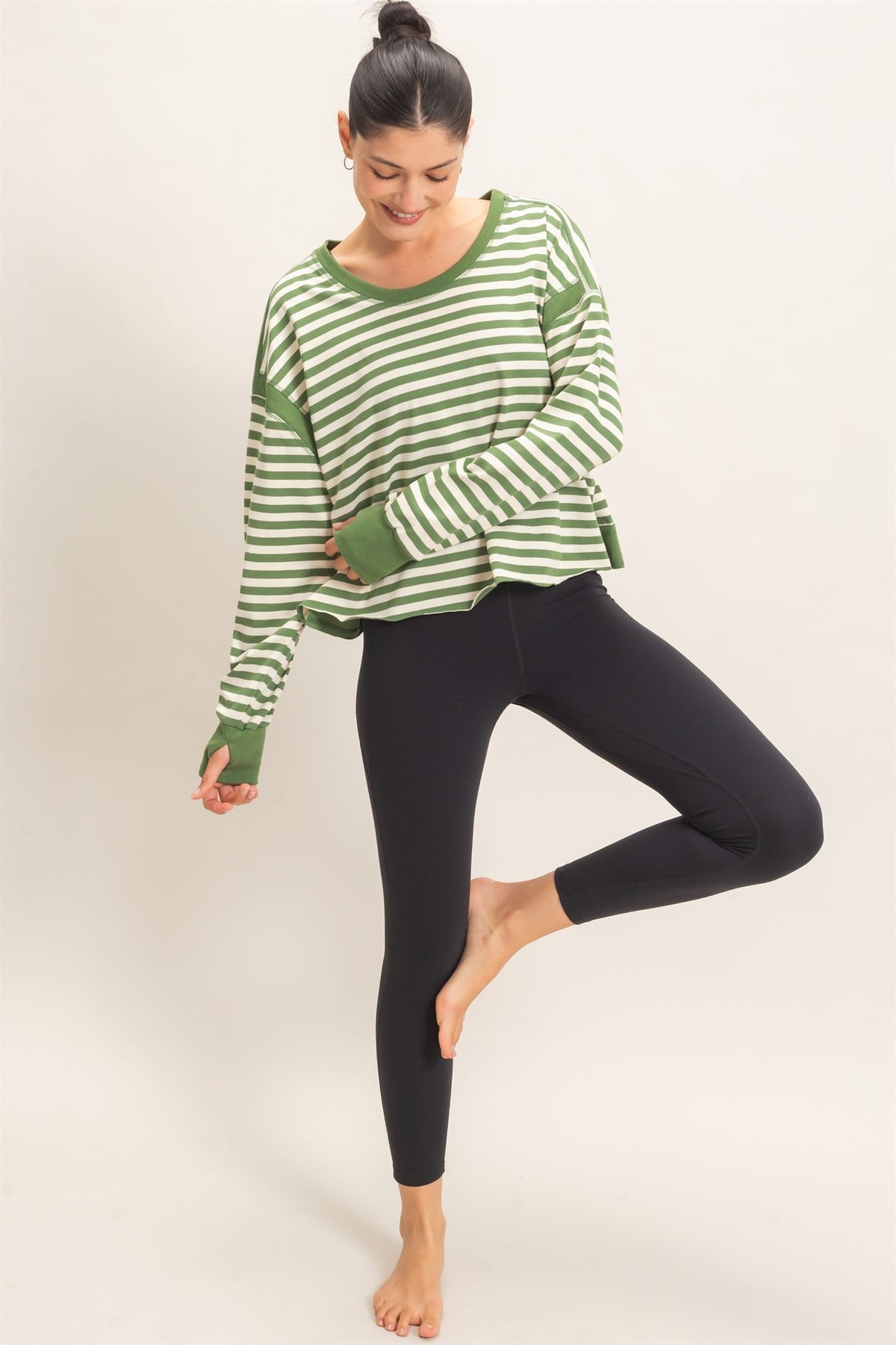 GREEN STRIPE EVERDAY TOP