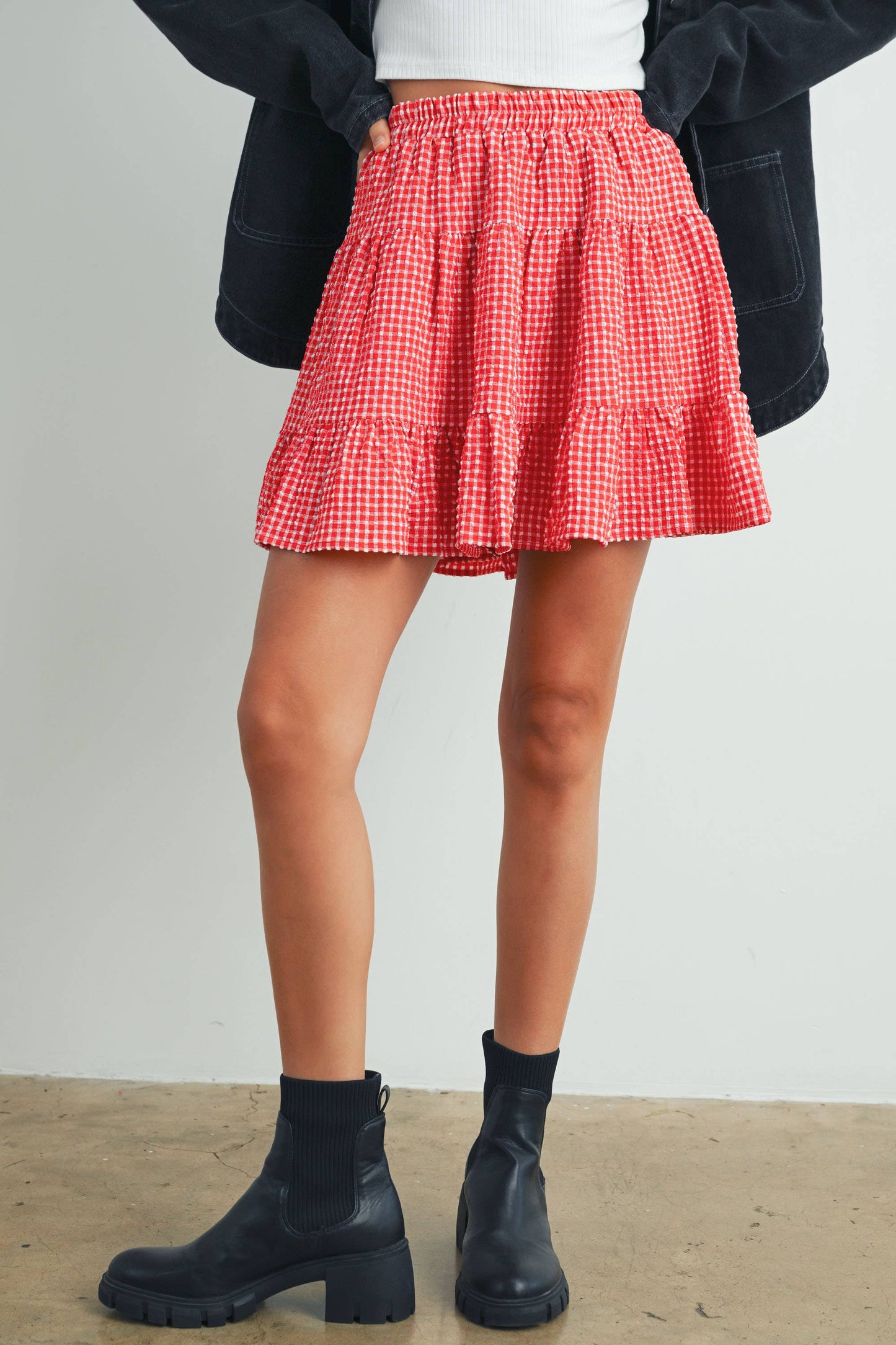 HIGH WAIST CHECKERED SKIRT