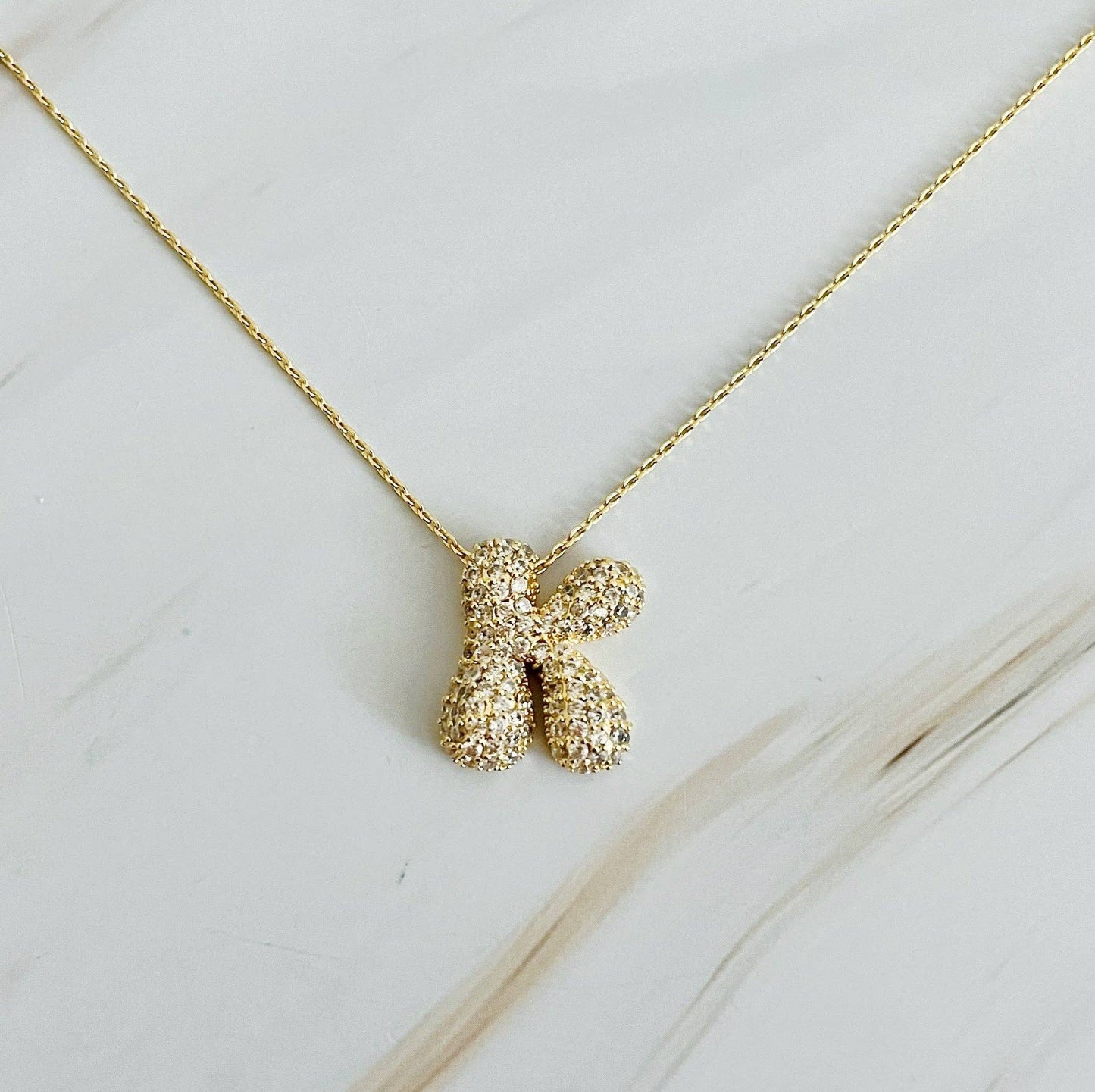CRYSTAL BUBBLE INITIAL NECKLACE