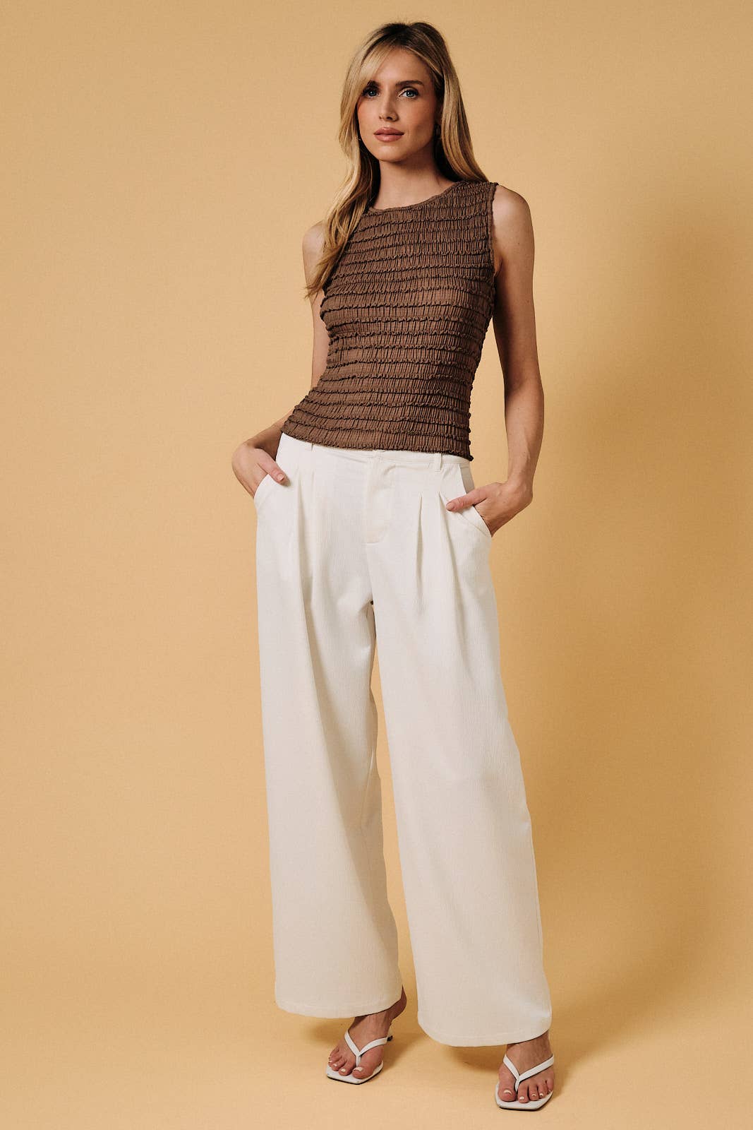 RUCHED SLEEVE TOP