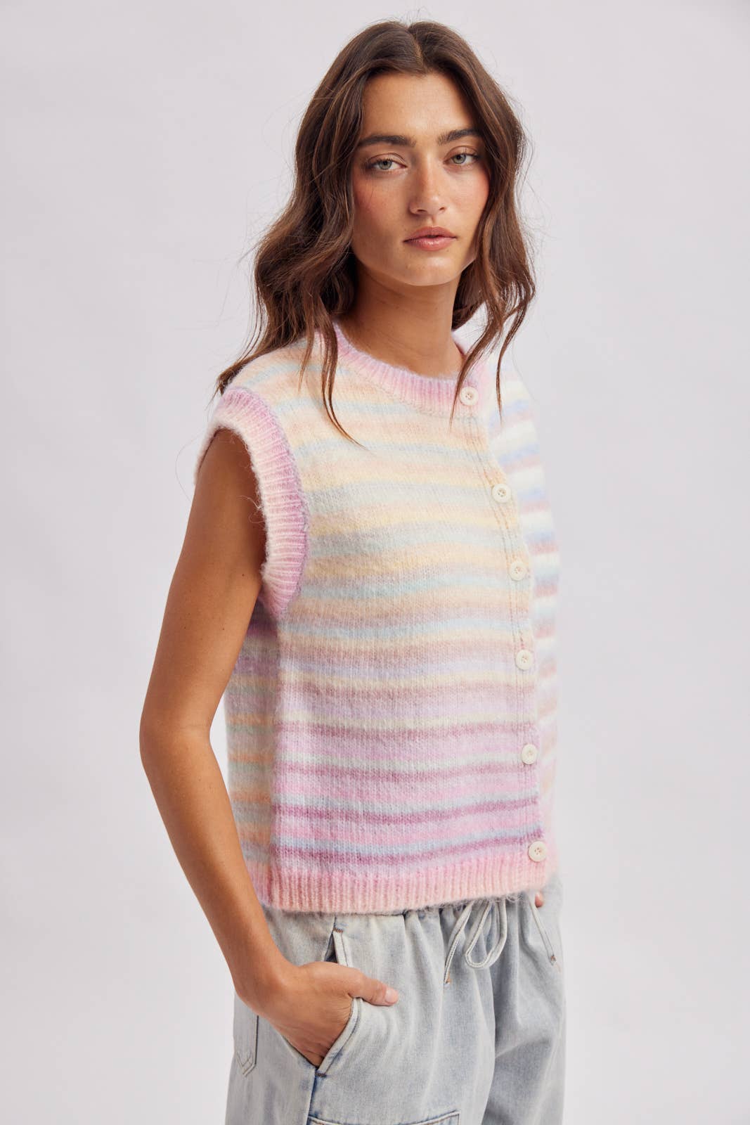 RAINBOW STRIPE SWEATER VEST