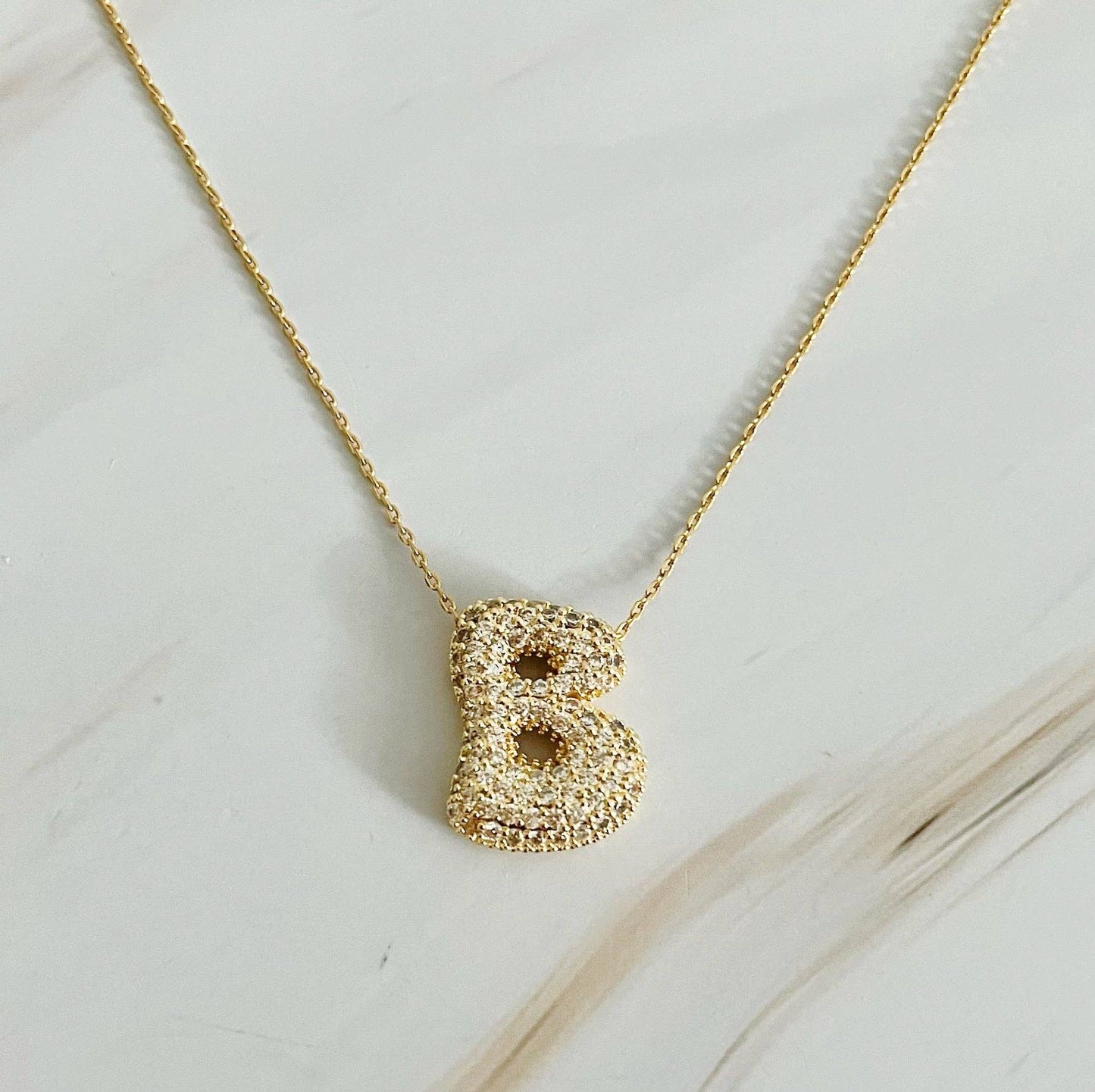 CRYSTAL BUBBLE INITIAL NECKLACE
