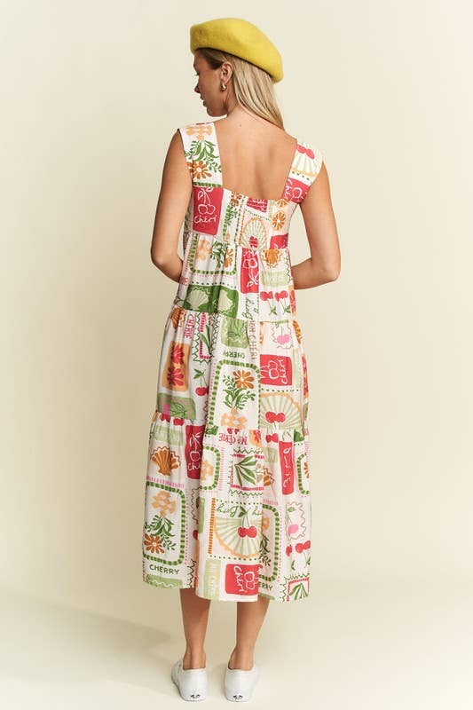 FRUITY PLANTS  MIDI DRESS