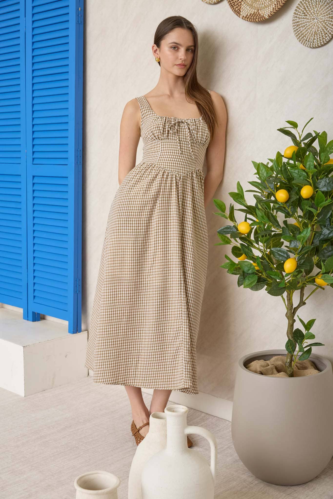 PLAID MIDI DRESS