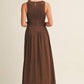 BROWN SMOCKED SLEEVELESS DRESS