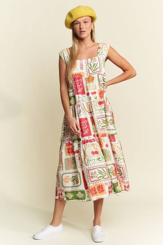 FRUITY PLANTS  MIDI DRESS